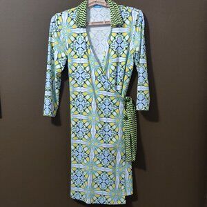 J. McLaughlin Lila Pinwheel True Wrap Catalina Cloth Dress XS